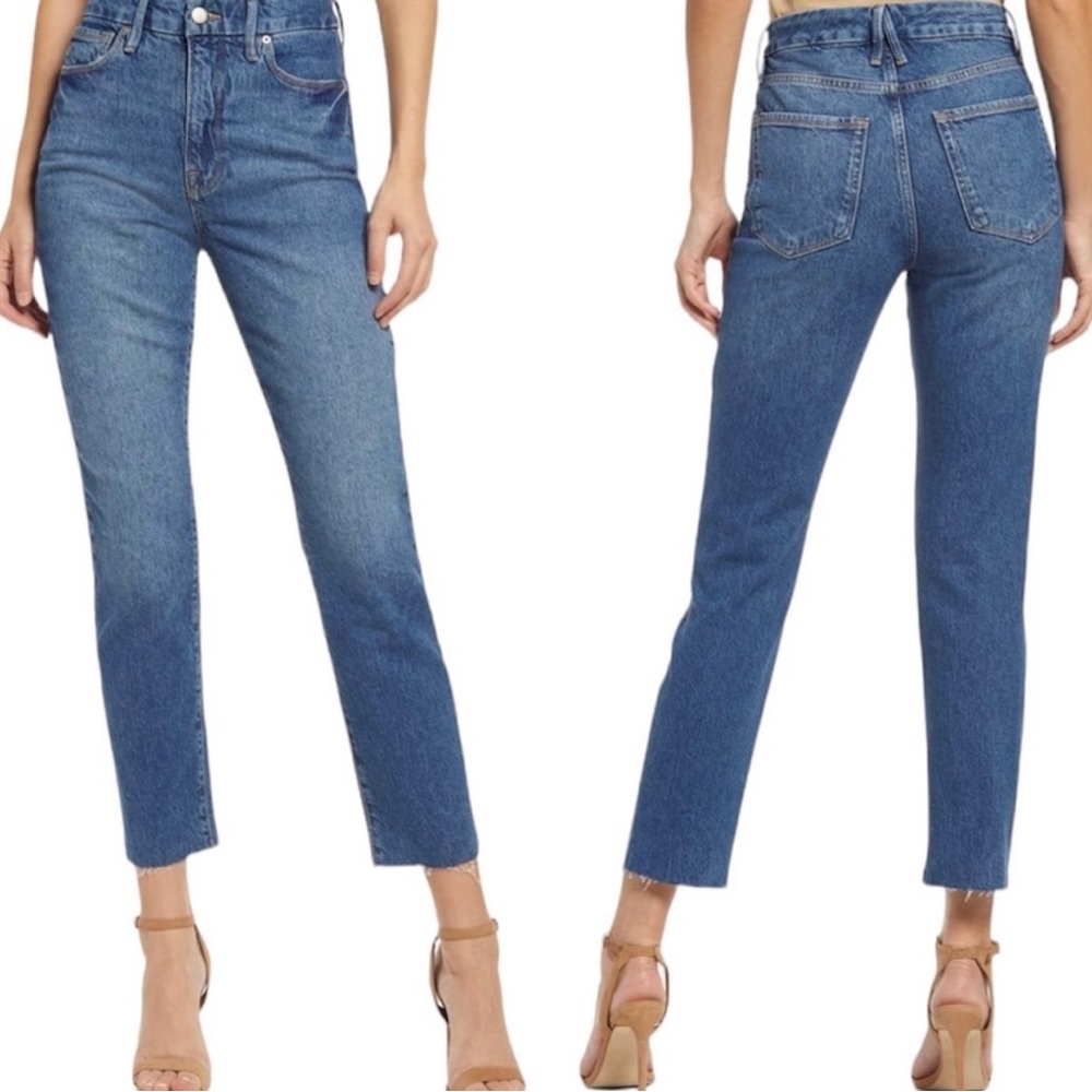 Good American Style GCRH086TFT Good Crop Raw Hem Slim Blue Size 25